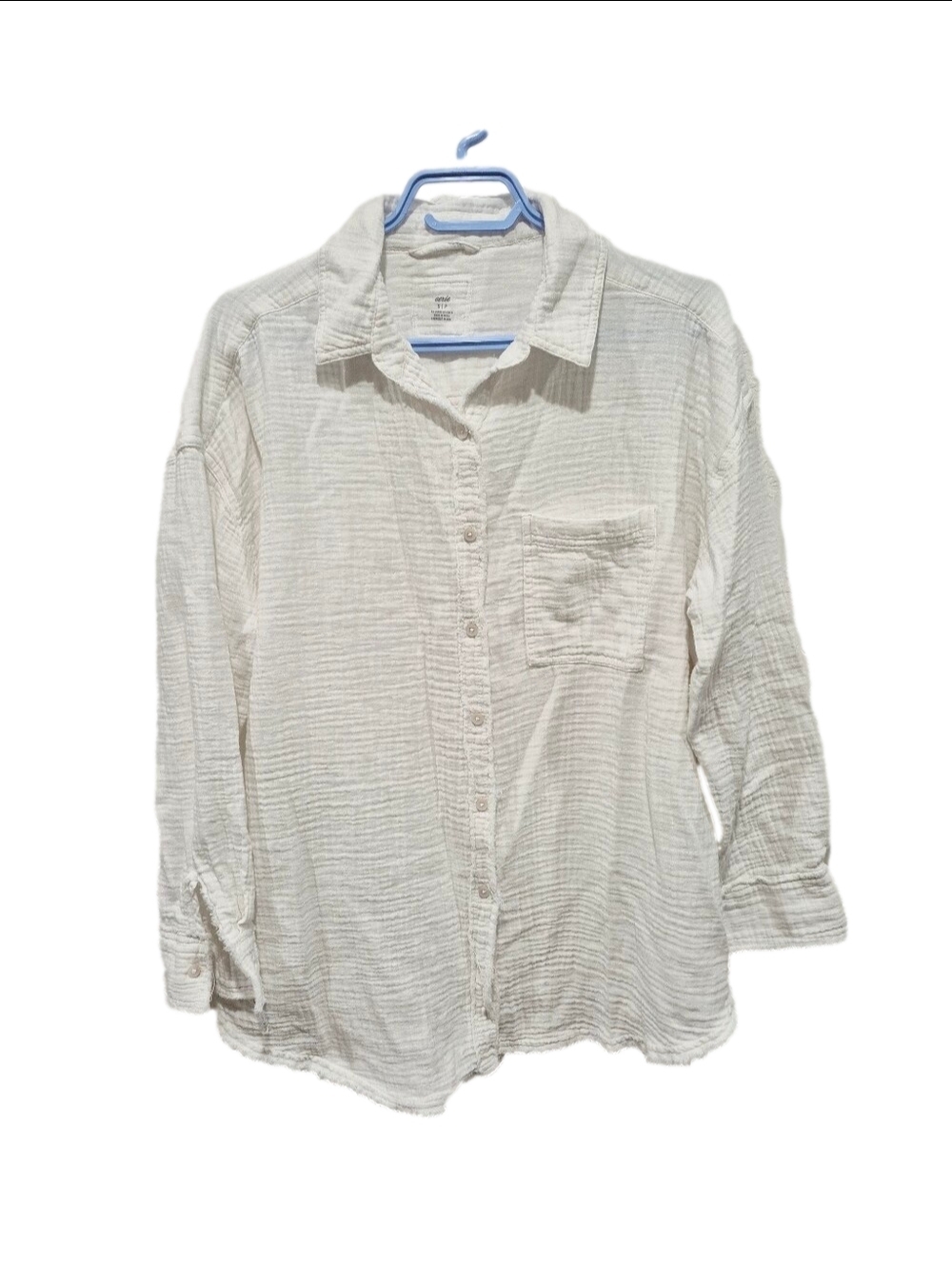 Aerie White Gauze Button-Down Shirt Oversized Coverup Top Size S